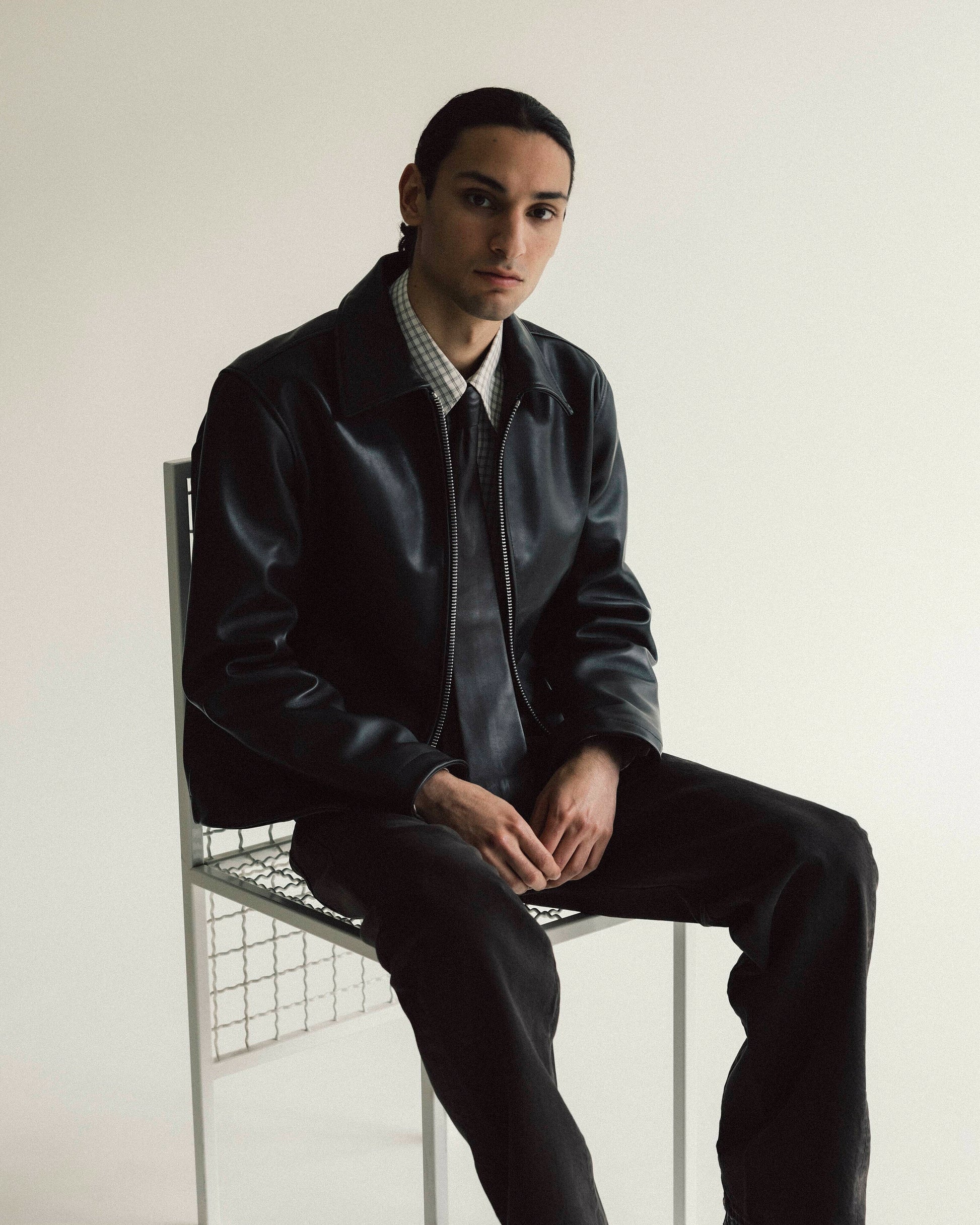 SHORT LEATHER JACKET BLACK Sunflower SHORT LEATHER JACKET BLACK Sunflower