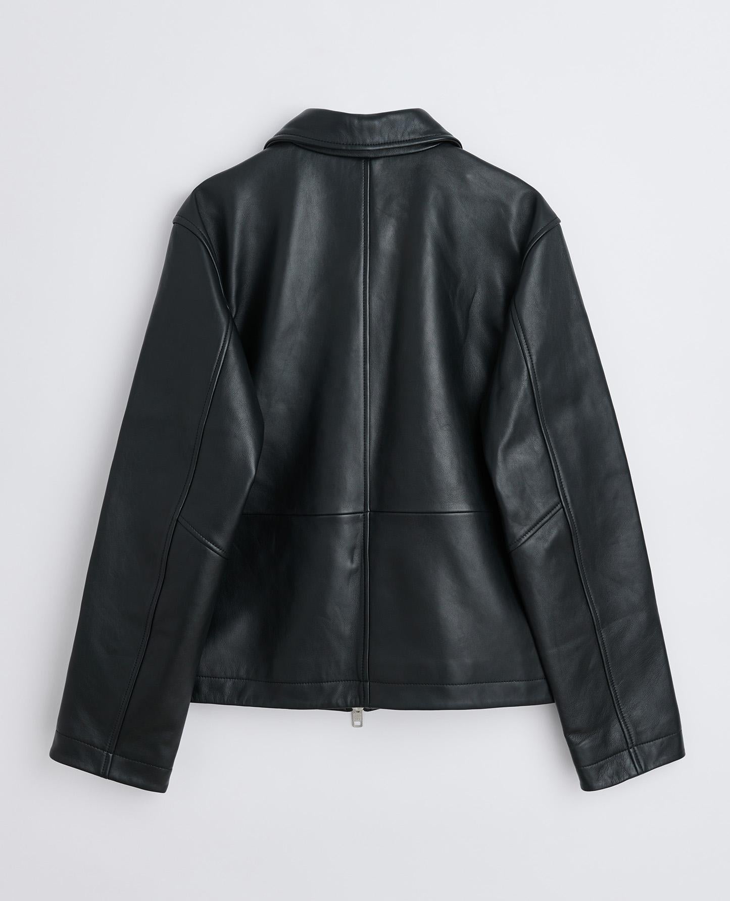 SHORT LEATHER JACKET . BLACK