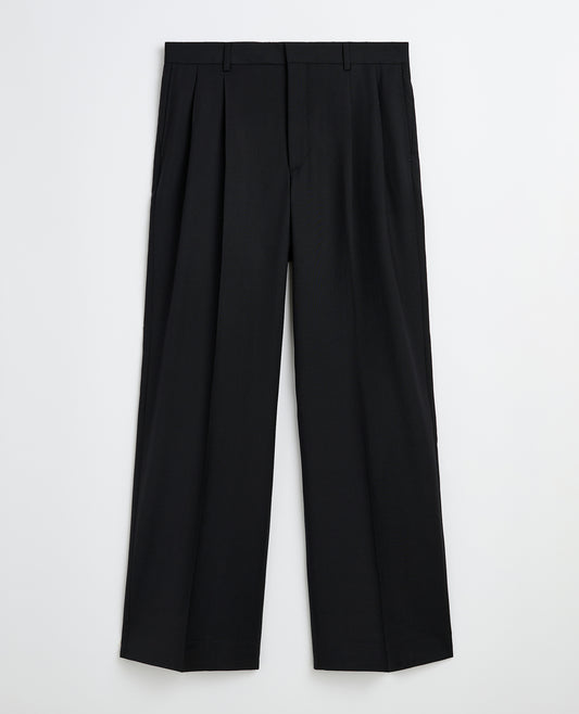 WIDE PLEATED TROUSER TROPICAL WOOL