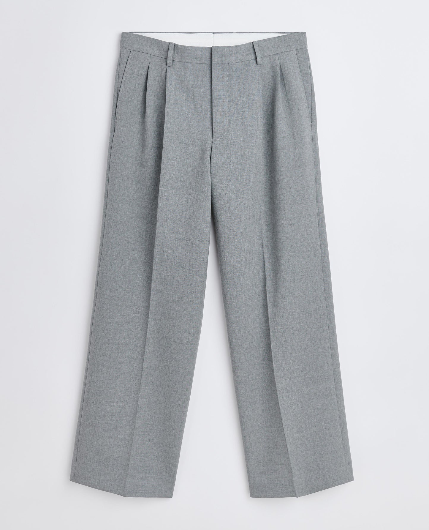 WIDE PLEATED TROUSER . GREY MELANGE